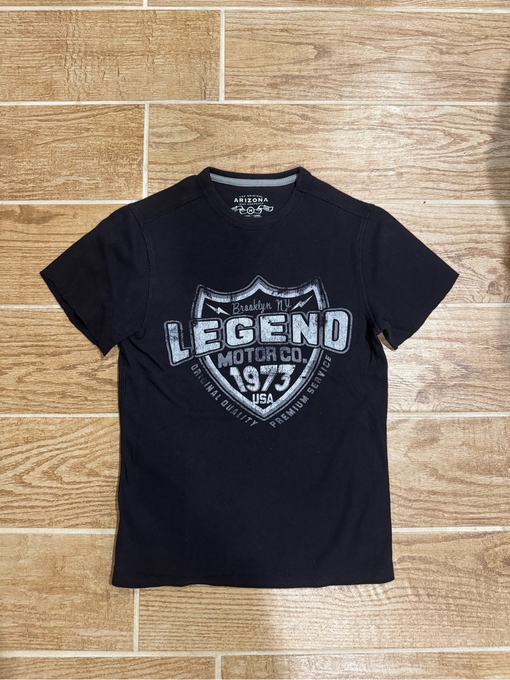 Arizona black cotton waffle t-shirt